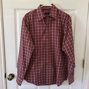 Arrow Men's Red and White Plaid Button Down Shirt